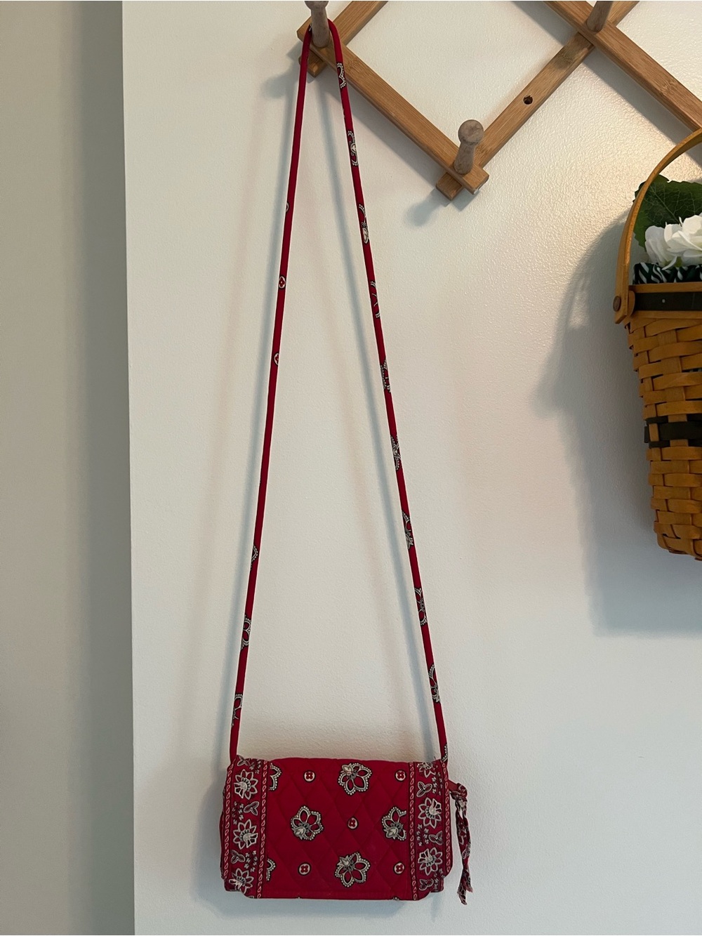 Vintage Vera Bradley Crossbody Wallet in Red Bandana Pattern